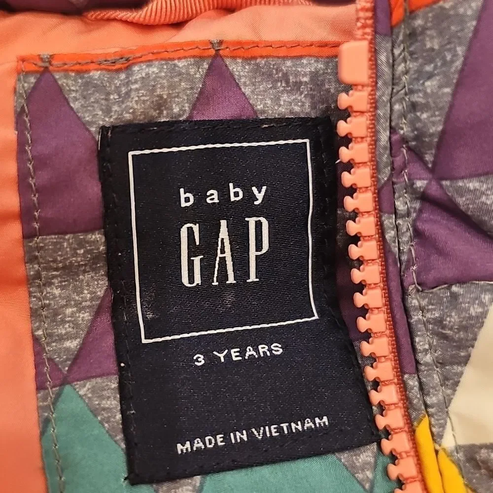Colorful Geometric Puffer Vest Baby Gap Size 3